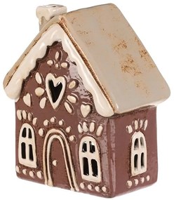 Decorațiuni de Crăciun căsuță din turtă dulceInimă pentru lumânare de ceai, ceramică, violet