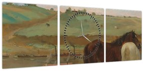 Tablou - Edgar Degas, Horses in a Meadow, reproducere (cu ceas) (90x30 cm)