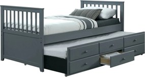 Pat extensibil pentru copii AUSTIN NEW 90x200, gri antracit, cu somier
