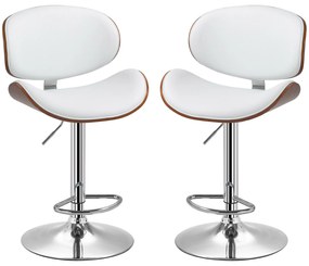 HOMCOM Set de 2 scaune de bar taburet înălțime reglabilă cu înveliș sintetic 53 x 52 x 92-112 cm alb | Aosom Romania