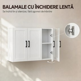 HOMCOM Dulap Baie Da Perete Con 3 Uși E Raft Reglabil, Alb | Aosom Romania