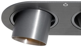 Set de 6 spoturi încastrate Gunmetal GU10 35mm Înclinabile cu 2 lumini - Installa