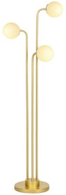HOMCOM Lampadaire sur pied salon, lampe salon contemporain cu 3 spoturi rotative, abajur din sticlă și întrerupător la picior | Aosom Romania
