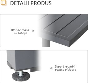 Masa de Gradina Extensibila Outsunny pentru 8-10 Persoane cu Structura din Aluminiu, 135-270x90x75cm, Gri | Aosom Romania