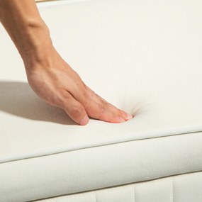 HOMCOM Bancă de Depozitare de Intrare Ovală 72L, Design Canelat cu Capac Rabatabil și Scaun Capitonat, Bancă de la Capătul Patului, Pouf, în Velur și cu Picioare din Lemn de Pin, 108x44x43.5 cm, Crem | Aosom Romania