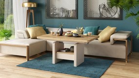 Mazzoni LEXUS Stejar Artisan/Bej (Șampanie) - MĂSUȚĂ DE CAFEA EXTENSIBILĂ MODERNĂ