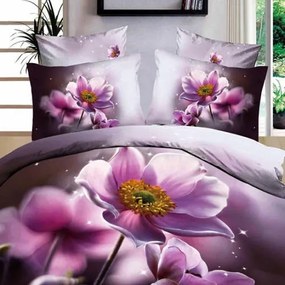 Lenjerie de pat digital print 3D (PURPLE FLOWER)