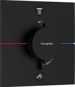 Baterie dus termostatata incastrata negru mat Hansgrohe ShowerSelect Comfort E 2 functii EN1717