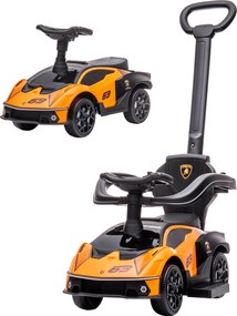 AIYAPLAY Mașinuță pentru Copii 2 în 1 cu Mâner și Bară de Siguranță, 86.5x40x89.5 cm, Portocaliu | Aosom Romania