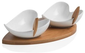 Set 2 boluri pentru servit cu tocător și 2 scobitori decorative Brandani Coeur Blanc
