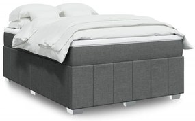 vidaXL Pat continental cu saltea, gri închis, 160x200 cm, țesătură