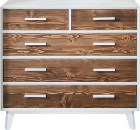 Comodă lemn masiv alb Timeless 3+2 Sertare, 98 × 45 × 85 cm