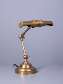 Lampă de birou din alamă antichizată, cu braț articulat, finisaj vintage, 51×30 cm, „Banco"