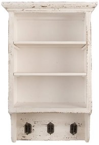 Etajeră de perete shabby chic din lemn alb cu 3 rafturi, 36x17x57cm, Sandra