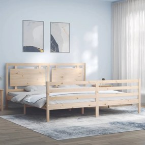 vidaXL Cadru pat cu tăblie 200x200 cm, lemn masiv de pin
