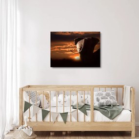 Tablou pe sticlă cu elefant (70x50 cm)