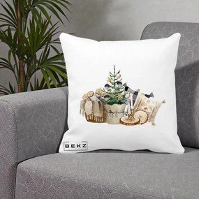 Perna Decorativa Colt Cozy de Craciun Boho, 40x40 cm, Alba Mata, Husa Detasabila, Perna Inclusa, BEKZ®