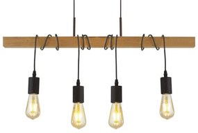 Lustra din lemn cu 4 pendule design rustic Woody