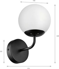 Lampă de perete MALIVA 1xE14/15W/230V, negru/alb - Brilagi