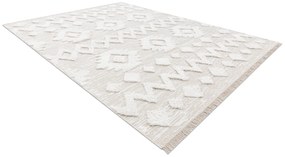 Covor ECO SISAL MOROC 22319 romburi boho franjuri - structural bej / cremă