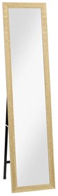 HOMCOM, Oglindă pe suport, pentru perete sau așezare, cu ramă din lemn, pentru living sau dormitor, 37 x 155 cm, maro deschis | Aosom Romania