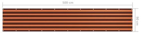 Paravan de balcon portocaliu si maro 90x500 cm tesatura oxford portocaliu si maro, 90 x 500 cm