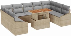 vidaXL Set de canapele pentru grădină 10 pcs Bej Rattan poli