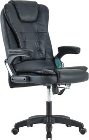 Scaun de birou TYLER NEW, negru, piele ecologica/plastic, 65x71x110/12