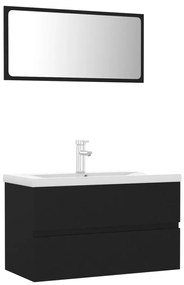 3071685 vidaXL Set mobilier de baie, negru, lemn prelucrat