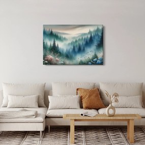 Tablou - Peisaj forestier cu ceață (90x60 cm)
