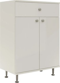 Corp Baie Zaria, 1 Sertar, 2 Usi, Alb lucios/Alb, MDF, L 60 x l 35 x H 85 cm