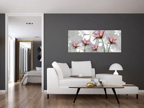 Tablou cu abstracție florală (120x50 cm)