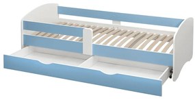 Pat de o persoană 80 cm Carecen (albastru + alb) (cu somieră) (cu sp. depozitare). 1116280