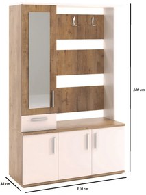 Mobilier set hol ,modern , 3 culori la alegere, Bortis Impex stejar artisan /alb