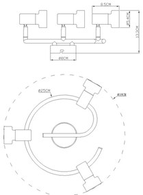Spot Globo 57917-3N MASON 3xGU10/25W/230V negru/auriu