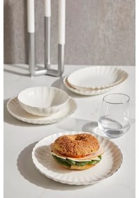 Set de masă 27 piese din porțelan, alb cu accente aurii