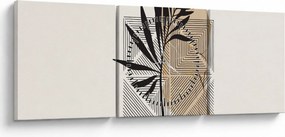 Tablou - Abstracție cu frunze tropicale N⁰1 (cu ceas) (90x30 cm)
