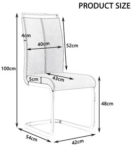 Set de 4 scaune de sufragerie cantilever, Alb | Aosom Romania