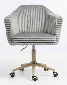 HR832K Scaun Gri Teddy Cord cu Bază Crem