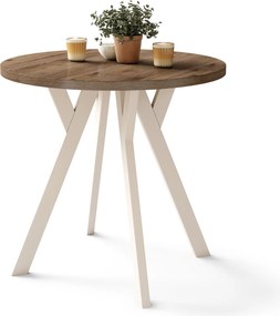 Mazzoni ALMO 80 Nuc Elegant/picioare bej - MASĂ ROTUNDĂ CU PICIOARE Y LOFT/INDUSTRIAL PENTRU BUCĂTĂRIE LIVING SAU SUFRAGERIE