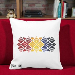 Perna Personalizata Motiv Tricolor Romanesc Broderie, 40x40 cm, Alba Mata, Husa Detasabila, Perna Inclusa, BEKZ®