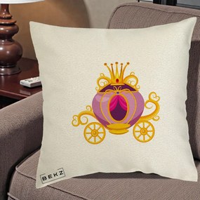 Perna Decorativa Trasura Regala Aurie, 40x40 cm, Ecru, Husa Detasabila, Perna Inclusa, BEKZ®