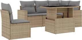 vidaXL Set canapele de grădină cu perne, 6 piese, bej, poliratan