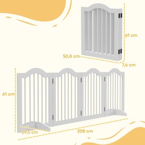PawHut Barieră de Separare pentru Câini, 4 Panouri, pentru Scări, Holuri, Uși, MDF/Lemn Masiv, Alb | Aosom Romania