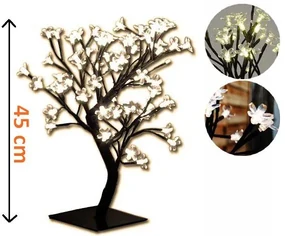 Pom decorativ cu flori LED , alb cald