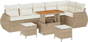 vidaXL Set de canapele pentru grădină 9 pcs Bej și crem Poli Rattan