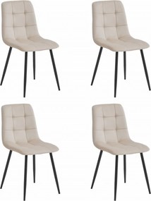 OFERTA Scaun de catifea bej KARA cu picioare negre II. calitate