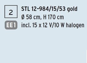 Lampadar cristal Swarovski Spectra design modern de lux GALAXY 15L auriu