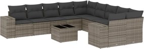 vidaXL Set canapele de grădină cu perne, 11 piese, gri, poliratan