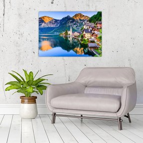 Tablou pe sticlă - Sat alpin (70x50 cm)